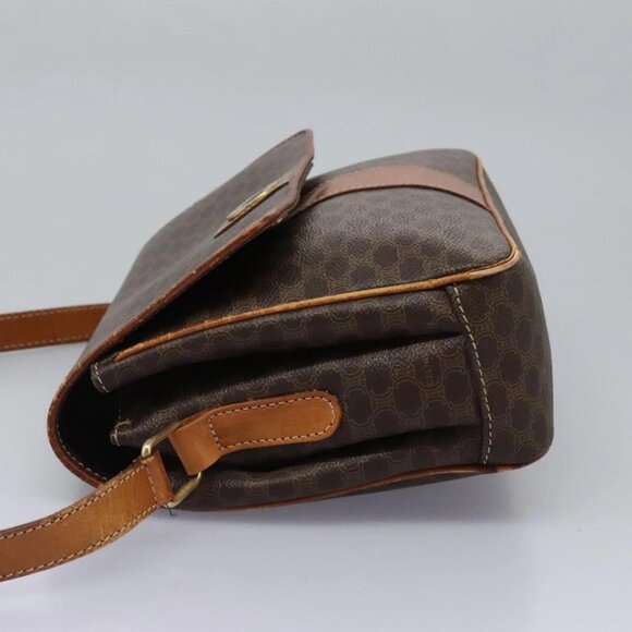 CELINE Macadam Canvas Shoulder Bag PVC Leather Brown Gold Auth - Picture 5 of 16